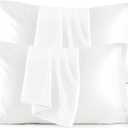 Bedsure Satin Pillowcase Standard Set of 4 - Pure White Silky Pillow Cases for Hair and Skin 20x26 Inches, Pillow Covers with Envelope Closure, Gifts for Women Men