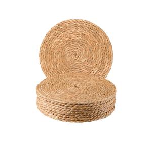 Round Woven Placemats 12 inch Set of 10 - Boho Rattan Placemats Natural Water Hyacinth Placemat, Farmhouse Weave Place Mats, Rustic Braided Wicker Table Mats for Dining Table,Home,Wedding