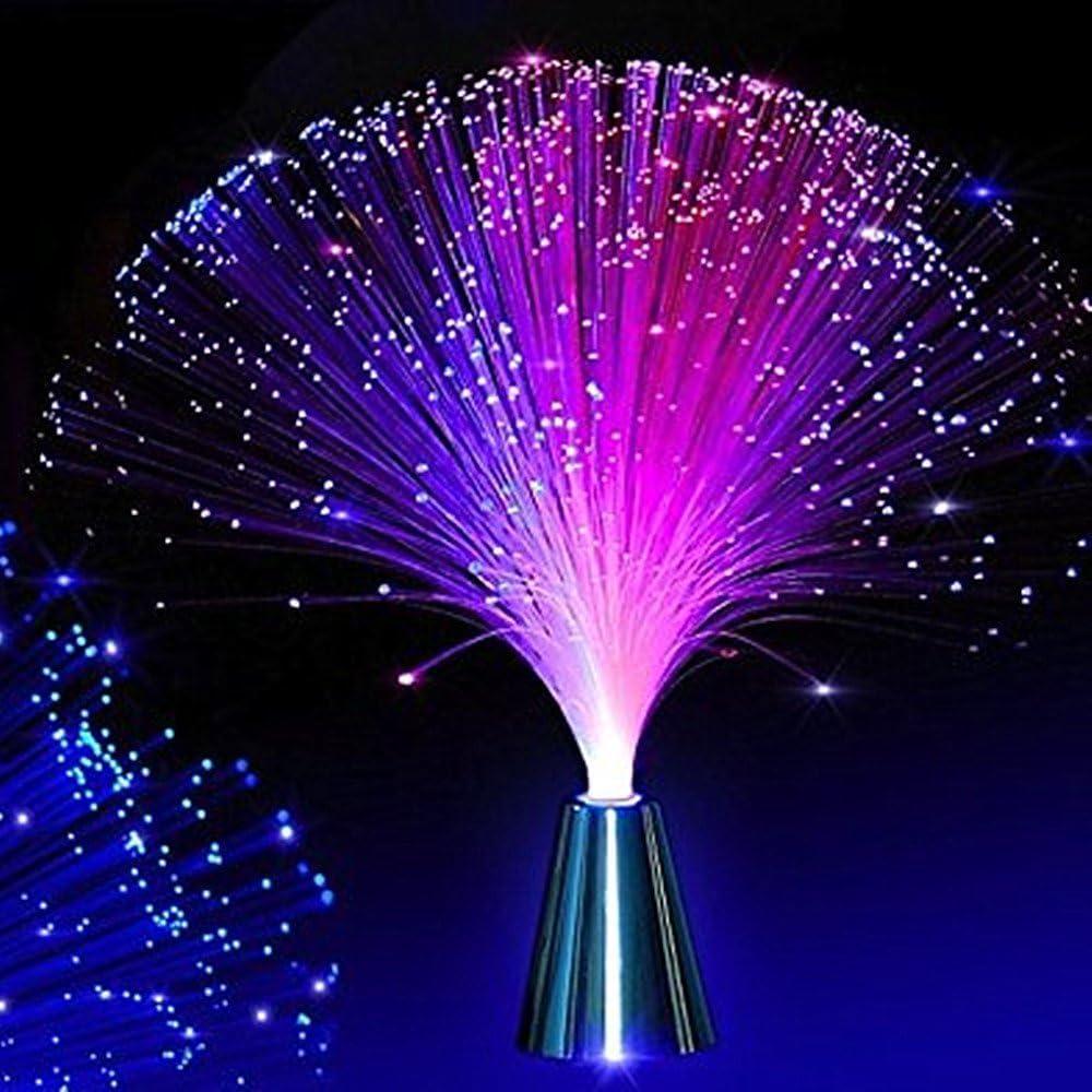 EA 2 pck 13 inch LED Colourful Changing Fibre Fiber Optic Fountain Night Light Calming Lamp Christmas