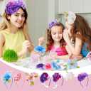 353 Pcs Headband Making Kit for Women Include 12 Headbands 24 Fake Flowers 300 Feathers 4 Mesh Ribbons 1 Roll Double Faced Adhesive Tape 12 Butterfly Accessories for DIY Hair Tea Party Decor