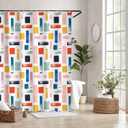 SASTYBALE Bathroom Shower Curtain, Modern Minimalist Bathroom Curtains with Color Blocks Design, Water Resistant Machine Washable for Bathtub with 12 Durable Hooks, 72x84 Inch