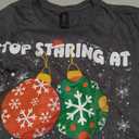 Stop Staring At My Balls Funny Dirty Christmas Adult Humor T-Shirt, Size M