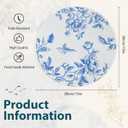 6 Sets Chinoiserie Blue Floral Round Woven Placemats 15 Inch Boho Blue and White Table Place Mats Non-Slip Heat Resistant Braided Placemats for Birthday Wedding Bridal Tea Party Decor