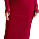 KUTUMAI Corset Lace Long Sleeve Formal Dress Back Slit Bodycon Fall Cocktail Wedding Guest Dresses (M)