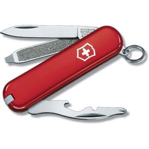 Victorinox Rally Swiss Army Knife, Compact, 9 Functions, Swiss Made Pocket Knife with Magnetic Phillips Screwdriver, Bottle Opener and Key Ring - Red
