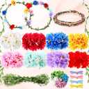 Zeyune 20 Sets Spring Tea Party Favor Flower Crowns Making Kit, Make Your Own Flower Crown Wreath Garland Headbands Craft Kit Handmade DIY Fairy Floral Hair Accessories Gift for Women