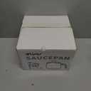 2.5 Quart Non-stick Ceramic Sauce Pan with Lid, Small Milk Pots for Cooking with Pour Spout, Aluminum stock Pot Wood Handle for kitchen, PFAS-Free, White