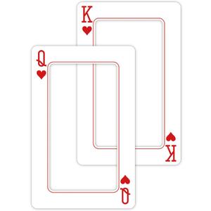 2 Pcs 24 x 15 Inch Casino Theme Photo Booth Frame Jumbo Large Playing Card Board Cut Out Giant Vegas Themed Party Decorations for Casino Poker Night Party Sign Decor (K,Q)