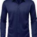 Men’s Wrinkle Free Dress Shirts Regular Fit Long Sleeve Non Iron Business Casual Wedding Stretch Button Down Shirt (S)