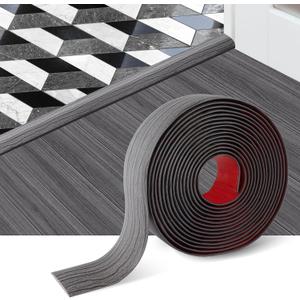 Floor Transition Strip Self Adhesive Floor Cover Strips Laminate 2" Wide Vinyl Flat Divider Transitions Elegant Wood Grain Design (5cm, 10Ft, Dark Gray)