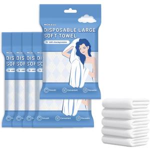 5 Pack Disposable Bath Towels, Individually Packed Camping Towel, Durable Large Gym Towel, Portable Thicken Barber Towel for Hotel Camping Sports Hiking Beach Massage Salon Gym14*27"