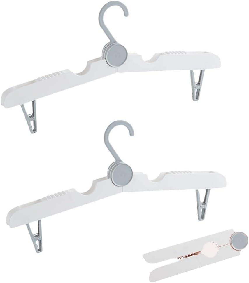 Portable with Clips Folding Clothes Hangers, Cruise Ship Essentials Portable Folding Clothes Hangers,Travel Accessories Foldable Clothes Drying Rack for Travel, 2 Pieces