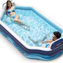VISTOP Inflatable Pool for Kids & Adults | Oversized Thickened Large Swimming Pool with Seats and Backrests Family Summer Blow Up Water Pools - BPA-Free Backyard Water Park, Garden SPA Tub 120 inch