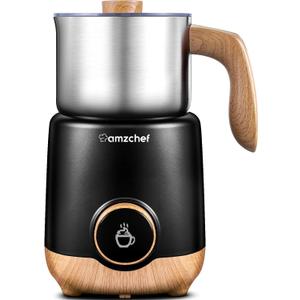 AMZCHEF Espumador de leche 8 en 1 y vaporizador de 550 vatios, vaporizador automtico de acero inoxidable dividido de 21 onzas, calentador de leche para latte, capuchino, espuma fra y caliente, leche (Negro -)