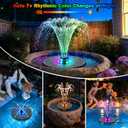 SZMP 3.5W Glass Solar Fountain with Swivel-Out Fixed Rods, Solar Bird Bath Fountains with LED Lights and 2000mAh Battery, 7 Nozzles, Outdoor Solar Water Fountain Pump for Garden, Pool, Pond (Black)