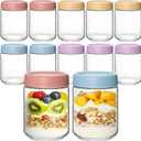 KEYWING 12 Pack Overnight Oats Containers With Lids, 16 oz Wide Mouth Mason Jars with Airtight Lids, Meal Prep Containers Food Storage Glass Jars in Bulk for Snack Yogurt Salad Spice Cereal