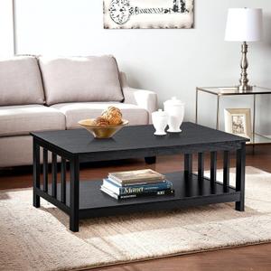 ChooChoo Mission Coffee Table, Black Wood Living Room Table with Shelf, 40 Black, 22"D x 39.9"W x 18.1"H