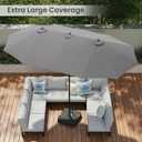 15ft Large Patio Umbrellas with Base Included, Outdoor Double-Sided Rectangle Market Umbrella with Stand, Outside Umbrellas for Poolside Lawn Backyard