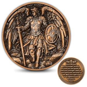 Saint Michael The Archangel Challenge Coin – Christian Prayer Coin with Protection Message – Zinc Alloy Religious Keepsake with Acrylic Display Case