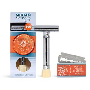 MERKUR Progress 500 Adjustable Double Edge Safety Razor - Standard Handle Adjustable Razor With Dial Made in Germany Plastic-Free Closed Comb Straight Bar