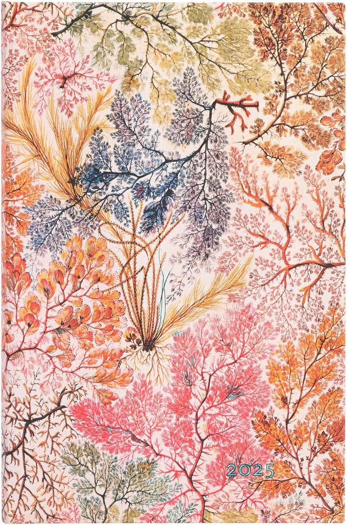 Anemone (William Kilburn) Midi 12-Month Horizontal Hardback Day Planner 2025 (Wrap Closure): Tydzie na dwch stronach, zamykany na Magnes, Paper 100 GSM