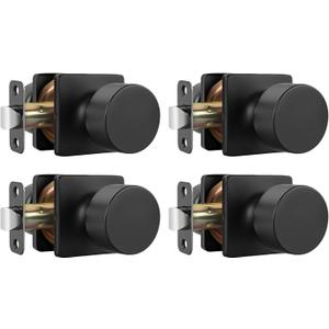 Goldenwarm Matte Black Closet Door Knobs, Passage Door Knobs Interior Hallway, Black Closet Door Knob No Lock 4 Pack