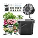 Solar Drip Irrigation System Kit,TRJZWA Solar Powered Auto DIY Plant Watering Device with 10 Pack Plastic Plant Pots(4.5/6) and 3.5 Gallons Handy Bucket for Carry