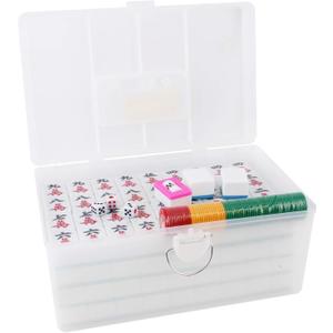 X - Large  Chinese Guangdong Tiles Mahjong Set 144 Tiles 1.5 x 1.2 x 0.9 Inches Easy-to-Read Game Set/Complete Set Gift/Birthday (Mah-Jongg, Mah Jongg, Majiang) (Sky Blue)