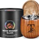 Charred Wooden Whiskey Glasses Personalized Bourbon Drinking Glass Ideas Gifts for Men Husband, Dad, Brother, Whiskey Lovers Birthday Insulated Old Fashioned Glass Whiskey Tumbler T