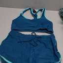 Tempt Me Women Two Piece Sports Bikini Athletic Swimsuits Racerback Crop Top with Boy Shorts Bathing Suits for Girls Vests (Small, Teal Green)