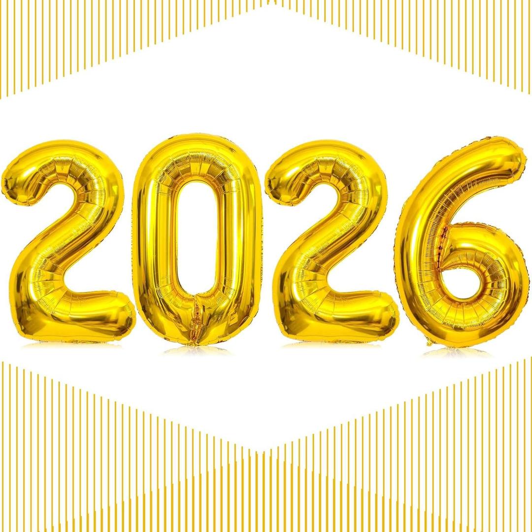 Gold 2026 Balloons,Gaint 40 Inch Gold 2026 Number Balloons,40 Inch 2026 Gold Balloons for New Year Eve Party Supplies 2026, New Years Decorations 2026, Christmas, Graduations Decorations