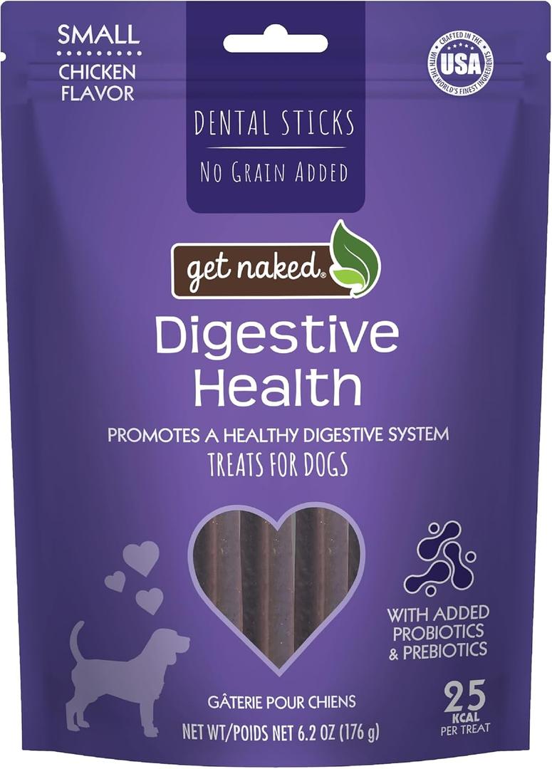 Get Naked Grain Free 1 Pouch 6.2 Oz Digestive Health Dental Chew Sticks, Small (EXP 10/24/27)