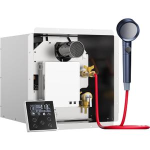 Gen II Ranein RV Tankless Water Heater 65,000 BTU, On-Demand Propane Instant Hot Water, Zero Cold Water Start, Thermostatic Mixing Chamber, External Showerhead, High Altitude Ready, Family Use