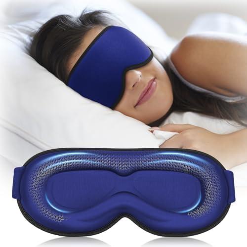 3D Contoured Weighted Eye Mask for Sleeping  Blackout, Lash-Friendly Sleep Mask for Relaxation, Spring Break, Beach Vacation, Summer Hiking Essentials, Washable Memory Foam, Navy Blue