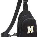 Small Corduroy Sling Bag Initial Crossbody Bag Fanny Pack for Girls Personalized Birthday Gifts for Teen Girls Gifts (Black)