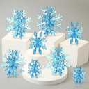 Yousoontic Set of 8 Winter 3D Acrylic Snowflake 16 Pcs Acrylic Snowflake Table Decorations Tabletop Centerpiece for Winter Party Wedding New Year(Blue)