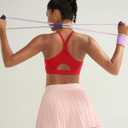RUNNING GIRL Sports Bra for Women,Y Back Molded Cup Medium Impact Sports Bras with Sewn in Pads (Red, XXL)