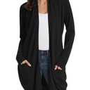 GRACE KARIN Women's Long Cardigan Sweater Open Front Classic Knitted Lightweight Sweater Coat with Pockets, Large