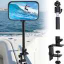 Outus Pontoon Boat Rear View Mirror with Telescoping Pole 10" x 6.3" 360° Adjustable Marine Rearview Mirror Telescopic Pole 21.5-31.5 Inch for Pontoon, Ski Boat Marine Water Skiing Accessories