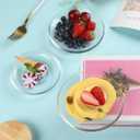 WHJY 6 pcs Clear Glass Plates, 5 inch Glass Plate Set, Small Dessert Plates Tea Plates Bulk