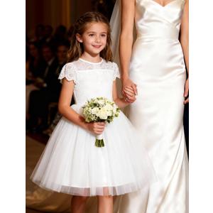 GRACE KARIN Flower Girl Dress with Big Bow,Kids Lace Tulle Princess Gown,Wedding Formal Birthday Party Pageant 5-10Y