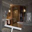 Shower Squeegee with Silicone Hook, 11" Inch Width All Purpose Squeegee Wiper for Shower Glass Doors Bathroom Mirror Tiles Car Window Cleaner Tool - White