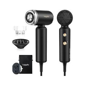 SUPGALIY Dual Voltage Hair Dryer, High-Speed Ionic Blow Dryer for Fast Drying, Travel Compact Hair Blow Dryer with Magnetic Curly Diffuser for Home, Portable Hairdryer International 110-240V