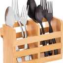 Bamboo Utensil Holder for Dish Rack - Flatware, Cutlery & Utensil Drying Caddy with Hooks - Fits BAMBUSI Bamboo Dish Drying Racks