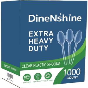 1000 Count Clear Plastic Spoons Disposable, BPA-Free, Heat Resistant, Solid and Durable Disposable Spoons Heavy Duty Bulk, Premium Spoons plastic disposable for Party Supply