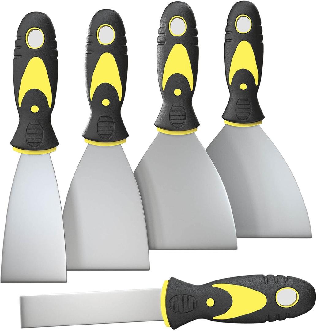 Rerdeim 5Pcs Putty Knife, Set, 1" 2" 3" 4" 5" Scraper, Spackle Knife, Paint Scraper, Scraper Tool, No Rusting, Perfect For Repairing Drywall, Removing Wallpaper, Mud, Plaster Scraping
