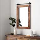 COGOOD Farmhouse Barn Door Mirror - 26 x 17 Brown