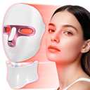 Red Light Therapy Mask & Neck  7-Color LED Face & Neck Light Therapy, Cordless & Rechargeable, Ergonomic Design, Portable Skincare Set for Anti-Aging, Skin Brightening, and Rejuvenation