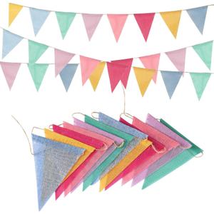 Pennant Banner Flags Pastel - GREATRIL Colorful Triangle Banners for Birthday Easter Classroom School Carnival Garland Outdoor Burlap Bunting Party Decorations 4 Strings