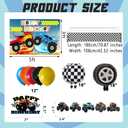 Monster Truck Party Supplies Set, Decorations with Banner, Hanging Swirls, Backdrop, Table Cloth, Balloons, Cake Toppers